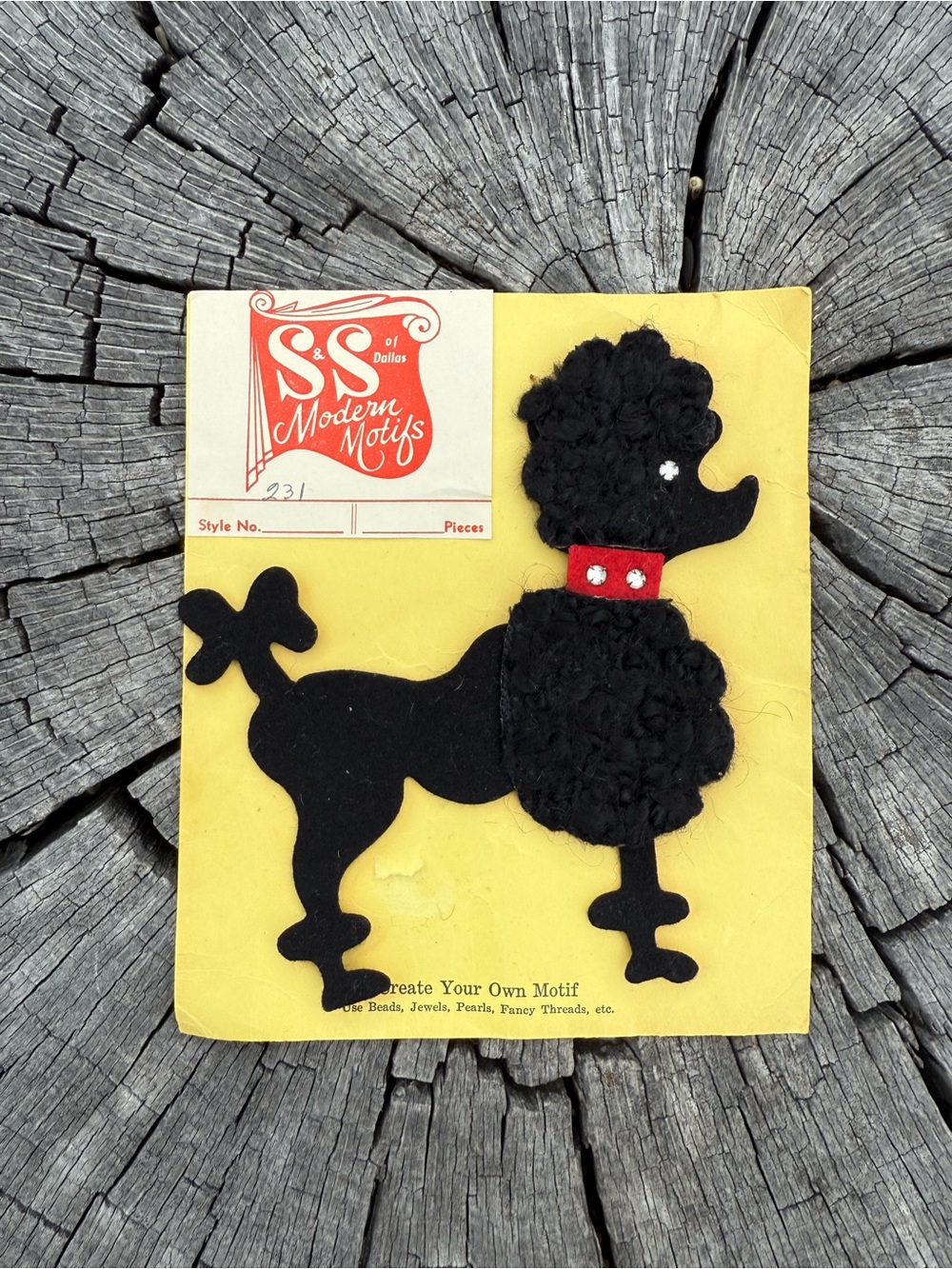 Vintage Black Poodle Fabric Applique